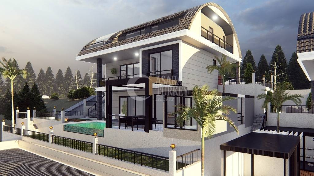  Moderná luxusná vila na predaj v Alanya Bektaş Turecko - výhľad na more