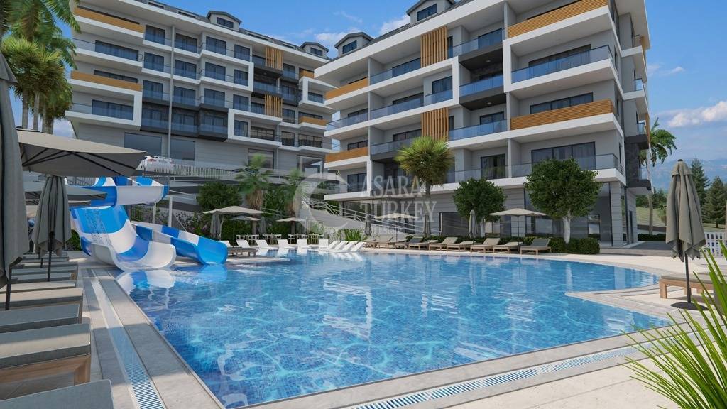 Nové apartmány s výhľadom na more vo výstavbe na predaj, Alanya - Hasbahçe
