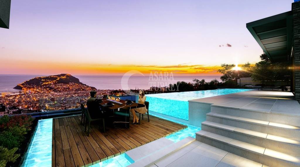 Luxusné vily so slaným bazénom a krásnym výhľadom na more v Alanyi Tureckoi - Bektaş